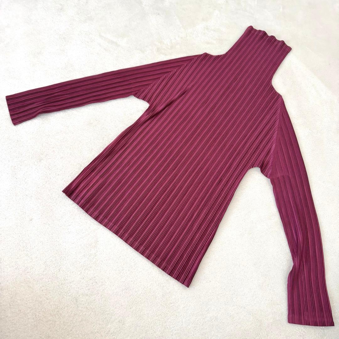 新品✨PLEATS PLEASE プリーツ　長袖　パープル　ハイネック　トップス