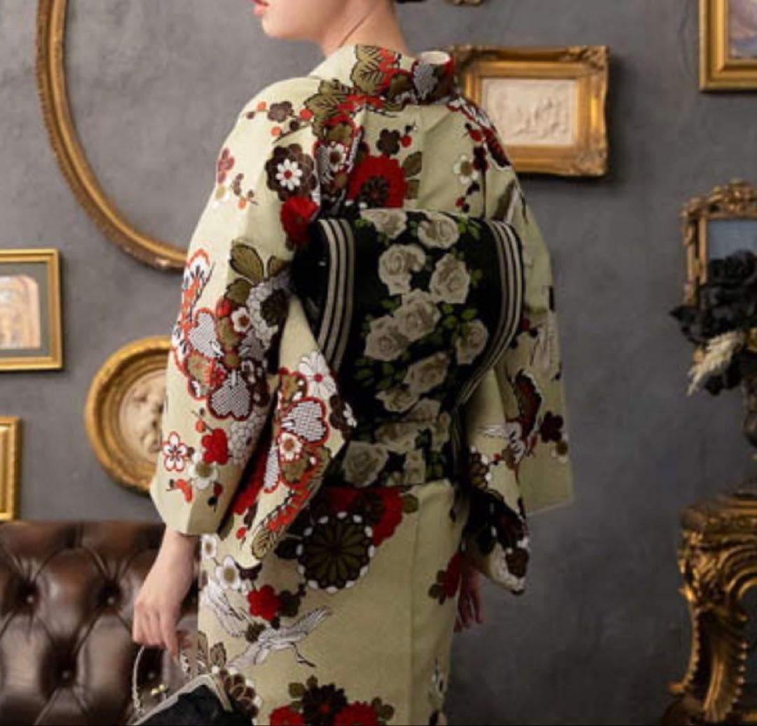 新品未使用◆京袋帯 名古屋帯 アンティーク ローズ 薔薇 バラ