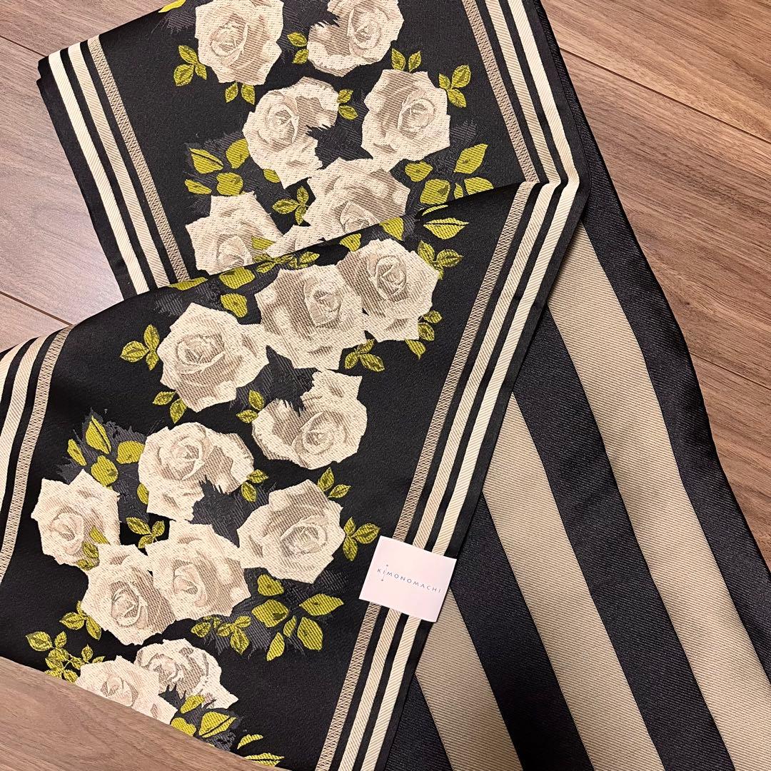 新品未使用◆京袋帯 名古屋帯 アンティーク ローズ 薔薇 バラ