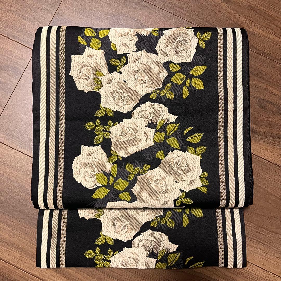 新品未使用◆京袋帯 名古屋帯 アンティーク ローズ 薔薇 バラ