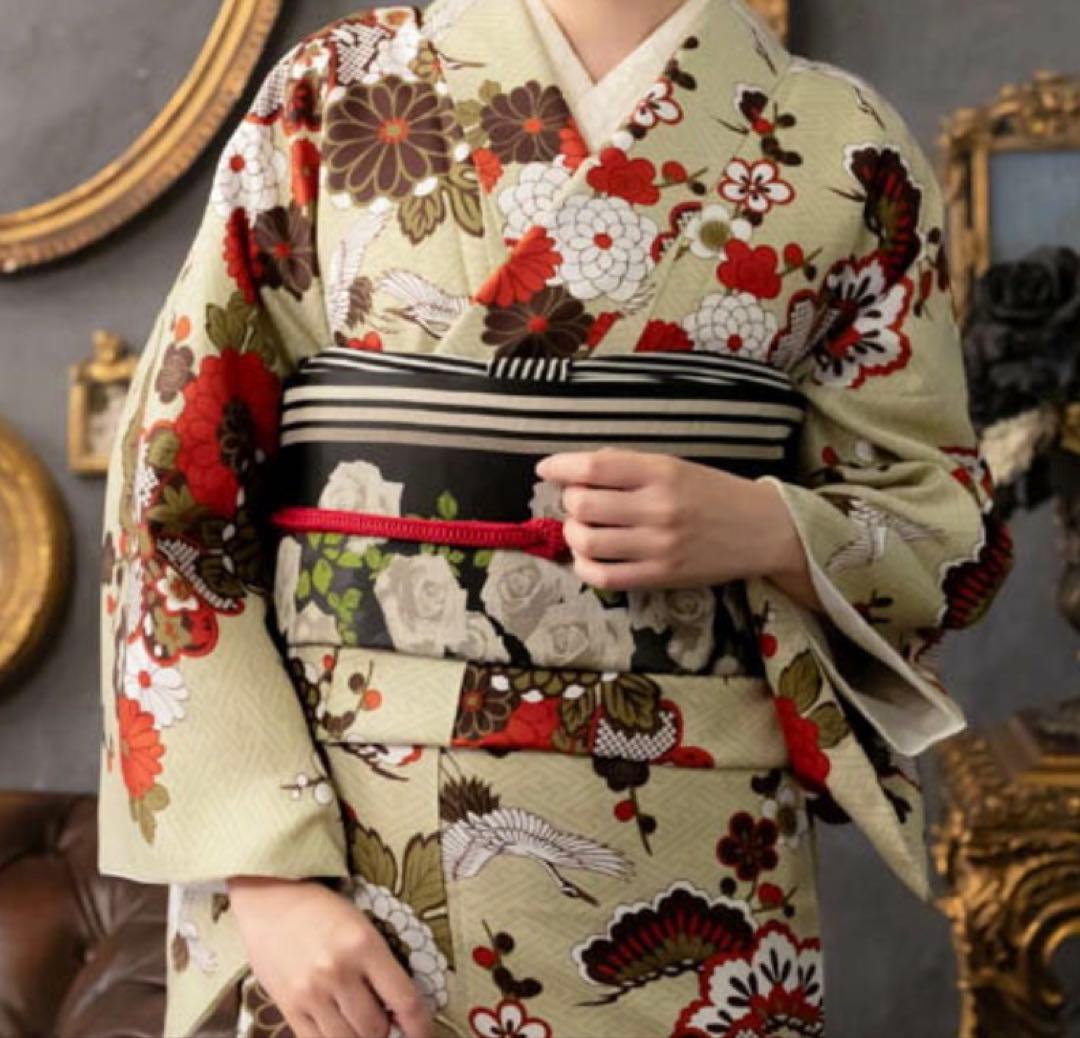 新品未使用◆京袋帯 名古屋帯 アンティーク ローズ 薔薇 バラ