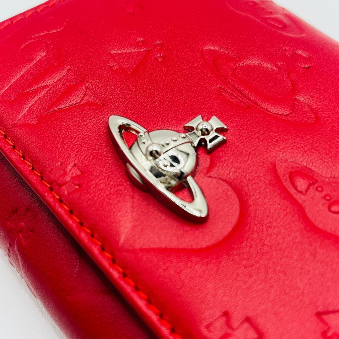 Vivienne Westwood 特価 折財布 レッド 赤 型押し がま口定番