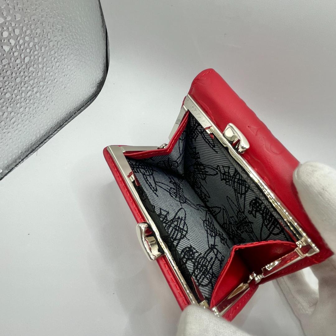 Vivienne Westwood 特価 折財布 レッド 赤 型押し がま口定番
