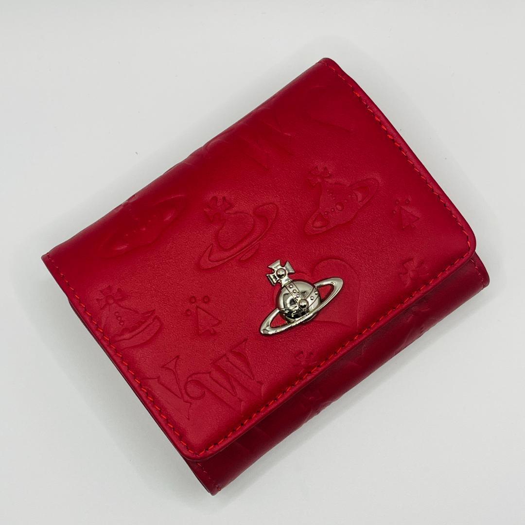 Vivienne Westwood 特価 折財布 レッド 赤 型押し がま口定番
