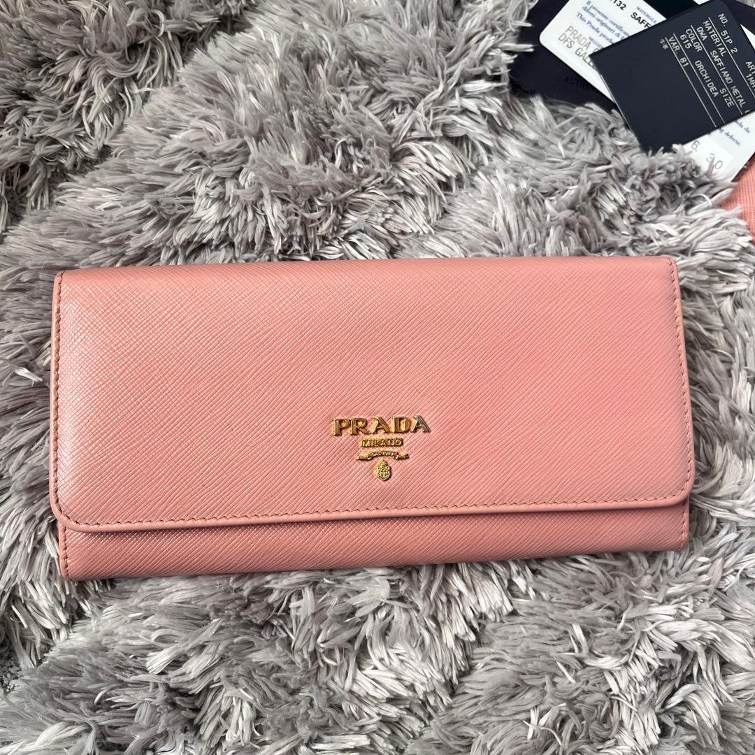 良品✨PRADA 2点セット　サフィアーノ　メタルロゴ　ベビーピンク　長財布