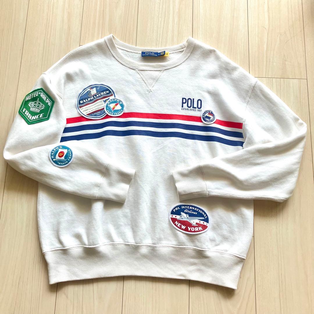 極美品✨ポロ ラルフローレン トラベルワッペンスウェット レディース M 白