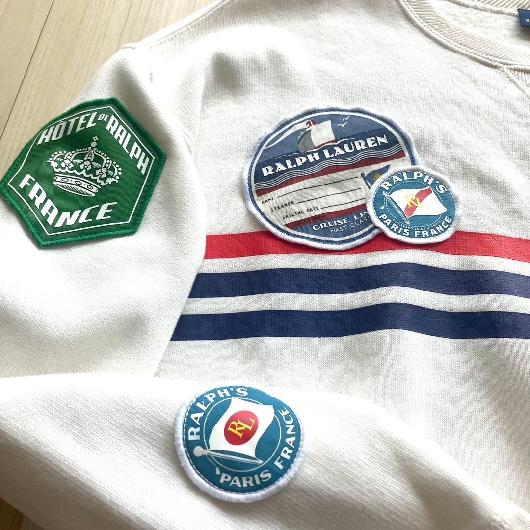 極美品✨ポロ ラルフローレン トラベルワッペンスウェット レディース M 白