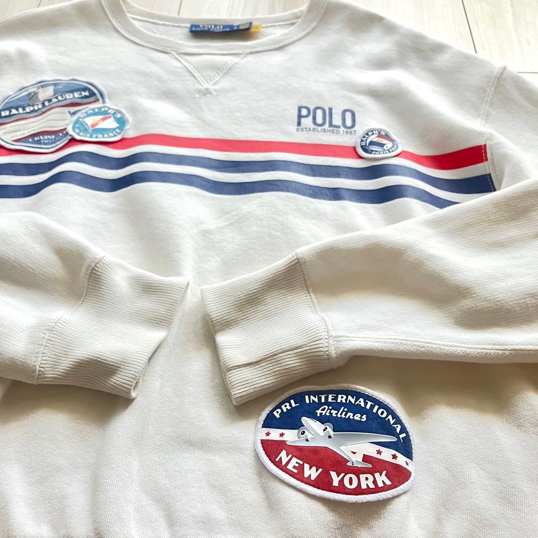 極美品✨ポロ ラルフローレン トラベルワッペンスウェット レディース M 白