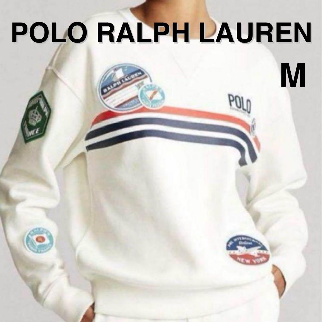 極美品✨ポロ ラルフローレン トラベルワッペンスウェット レディース M 白