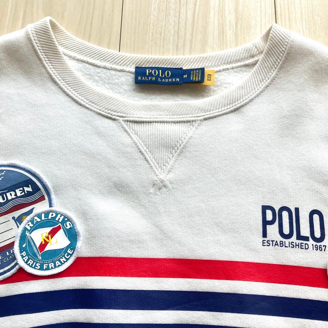 極美品✨ポロ ラルフローレン トラベルワッペンスウェット レディース M 白