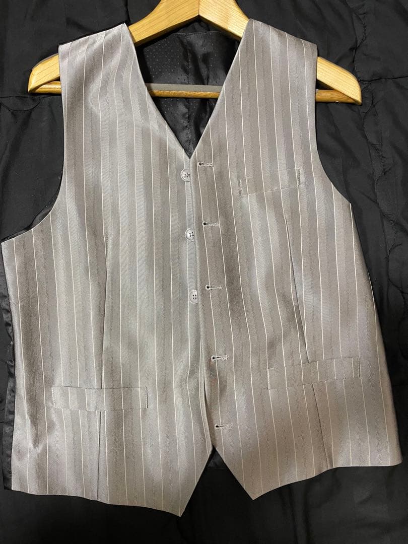 ズートスーツ　グレー ストライプ セット　ダーバンネクタイ付き　Lサイズ