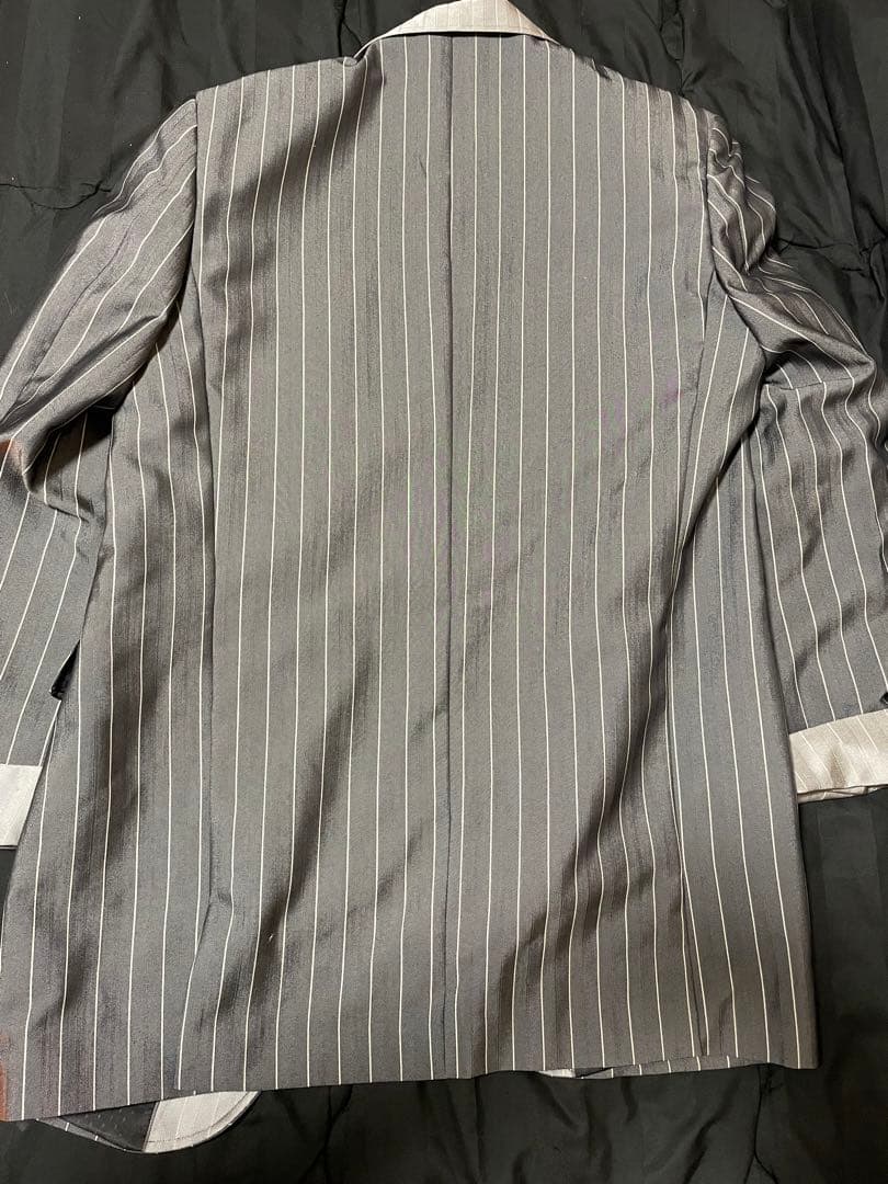 ズートスーツ　グレー ストライプ セット　ダーバンネクタイ付き　Lサイズ