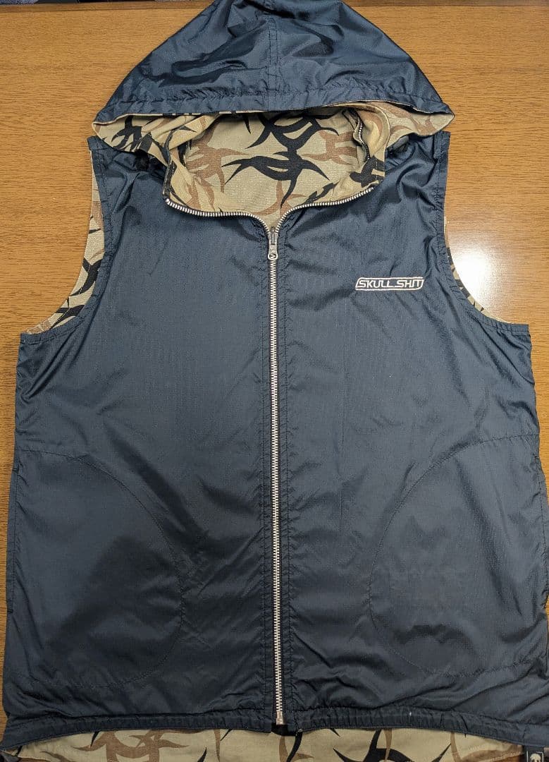 【希少品】skullshit リバーシブル ベスト ジャケ トライバルカモ