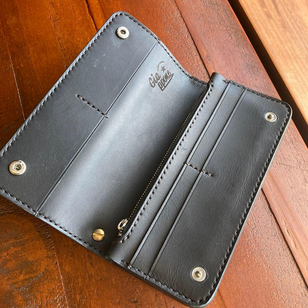 本革　財布　オールレザー　手縫い　レザークラフト ハンドメイド　長財布　黒色