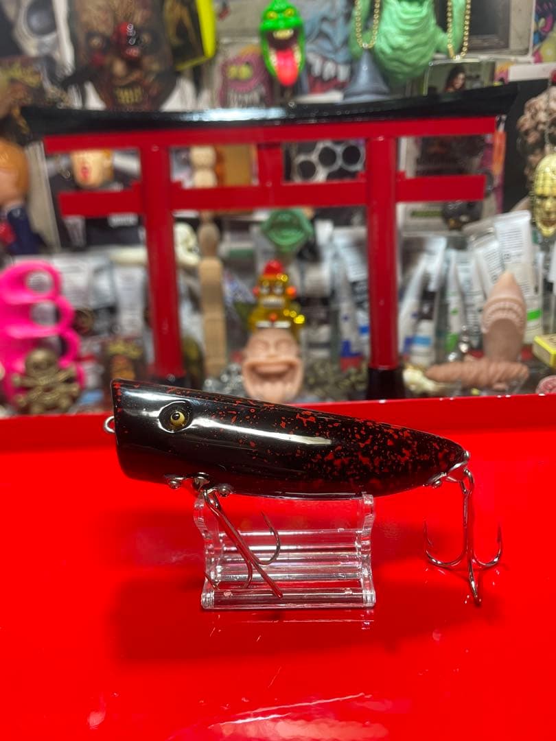 サーフェイスジョー　表層暴鮫　漆塗り　宝物ルアー　赤黒　ポッパー