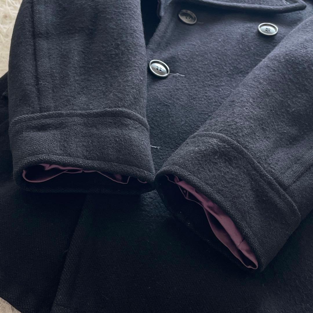 希少 00s Lサイズ フェローズ ピーコート 裏地光沢パープル ブラック