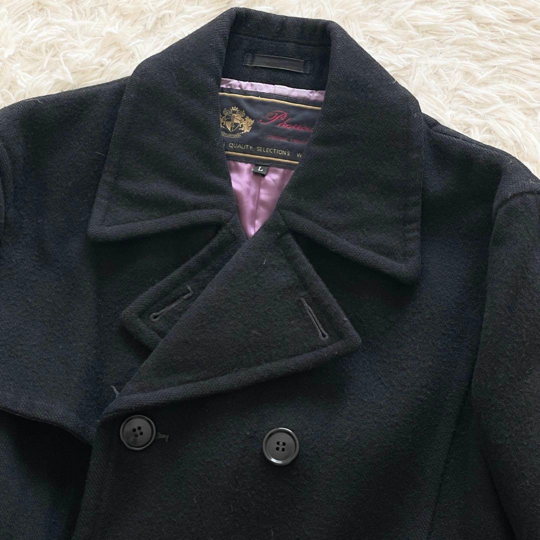 希少 00s Lサイズ フェローズ ピーコート 裏地光沢パープル ブラック