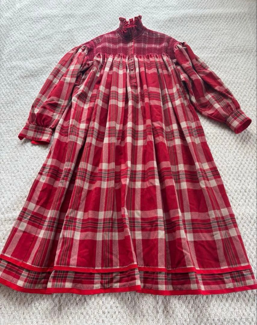 専用 KENZO　ワンピース 赤と白のチェック柄長袖ワンピース