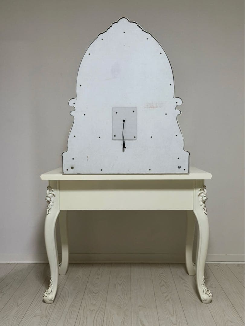 LEDミラー付きロココ調アンティーク可愛いドレッサー化粧台 横幅100cm