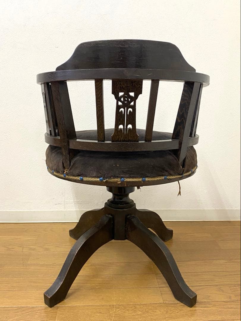 アンティーク レトロ ドクターチェア 回転椅子 ベロアシート当時物