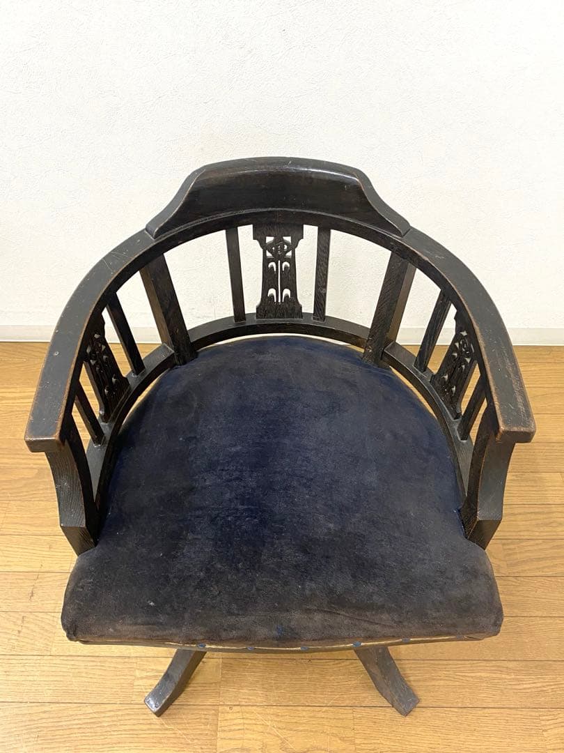 アンティーク レトロ ドクターチェア 回転椅子 ベロアシート当時物