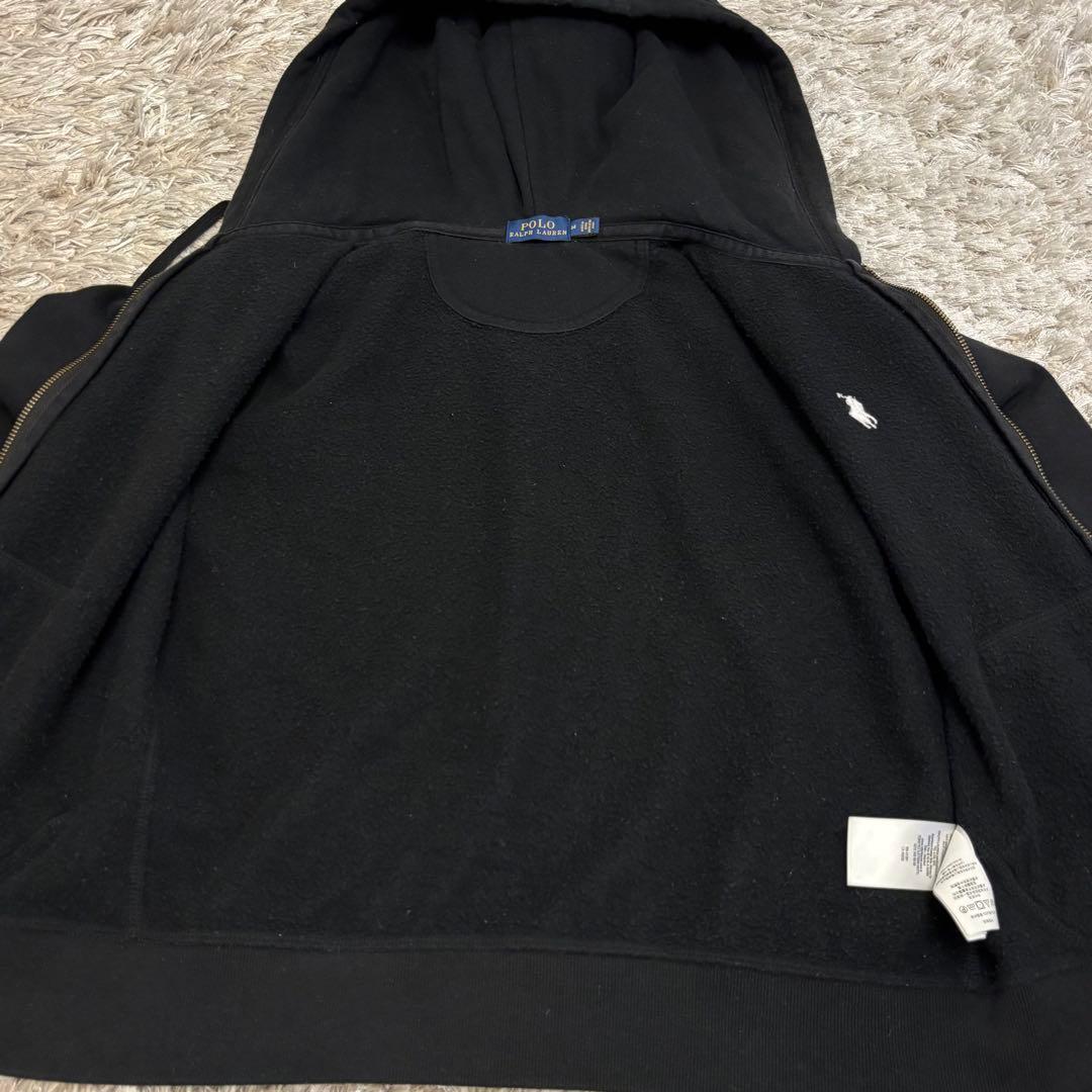 美品☆ポロ・ラルフローレン 黒 フルジップパーカー ブラック 裏起毛 Ｍ