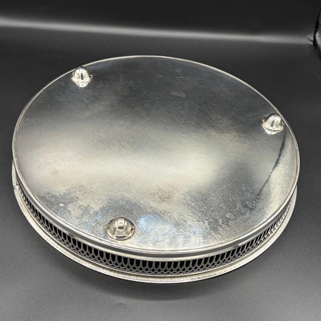 ＜英国ビンテージ＞シェフィールド　シルバートレイ　サルヴァ　銀盆　ラウンド　C