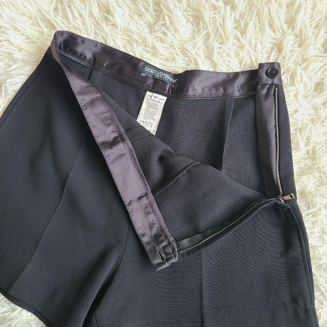 極美品✨L ドルチェアンドガッバーナ ショートパンツ 春夏 ブラック サテン