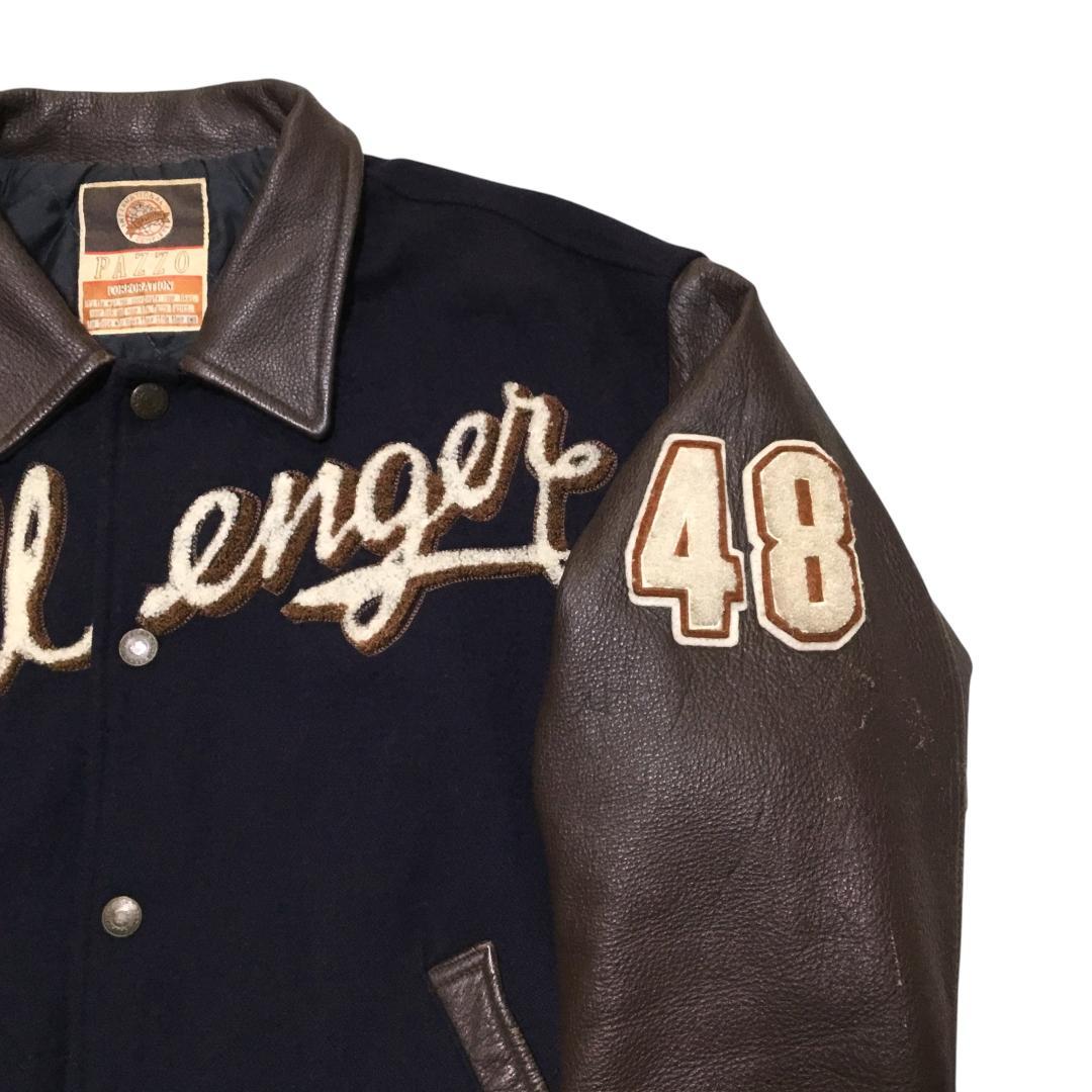 希少80s PAZZO パッゾ フルワッペン 袖レザー スタジアムジャンパー