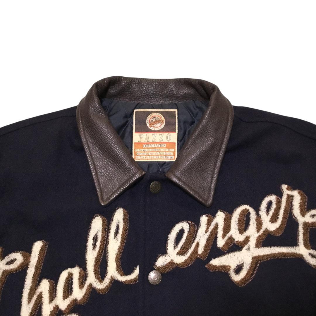 希少80s PAZZO パッゾ フルワッペン 袖レザー スタジアムジャンパー