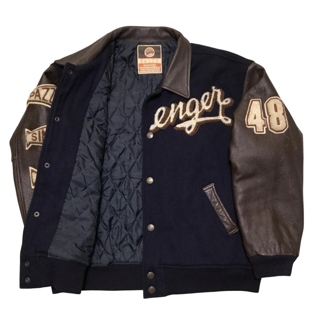 希少80s PAZZO パッゾ フルワッペン 袖レザー スタジアムジャンパー