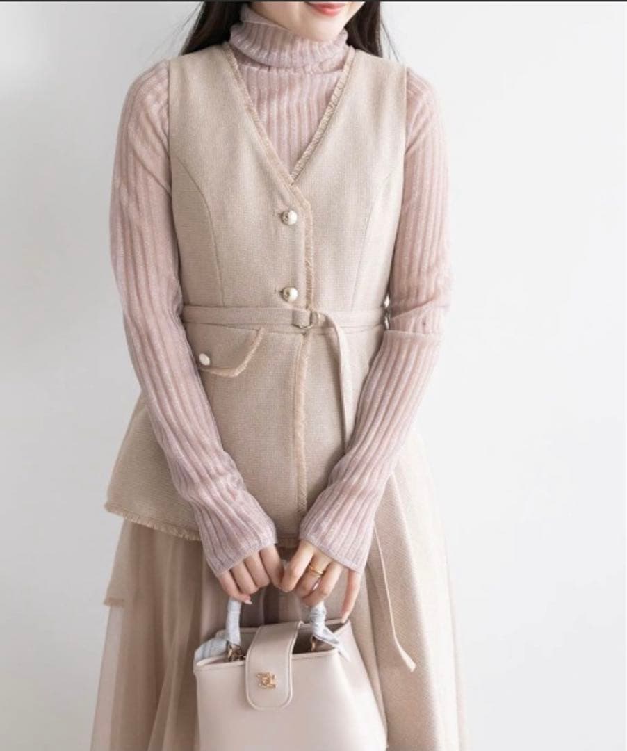 RANDA チュールレイヤードジャケットワンピース