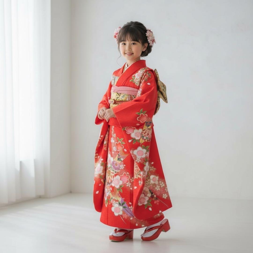 ◎mk-2105　七五三　女の子　着物・襦袢　2点セット　　10-16