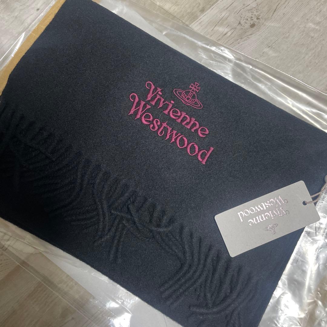 【新品未使用】ヴィヴィアン マフラー フリンジ付 黒