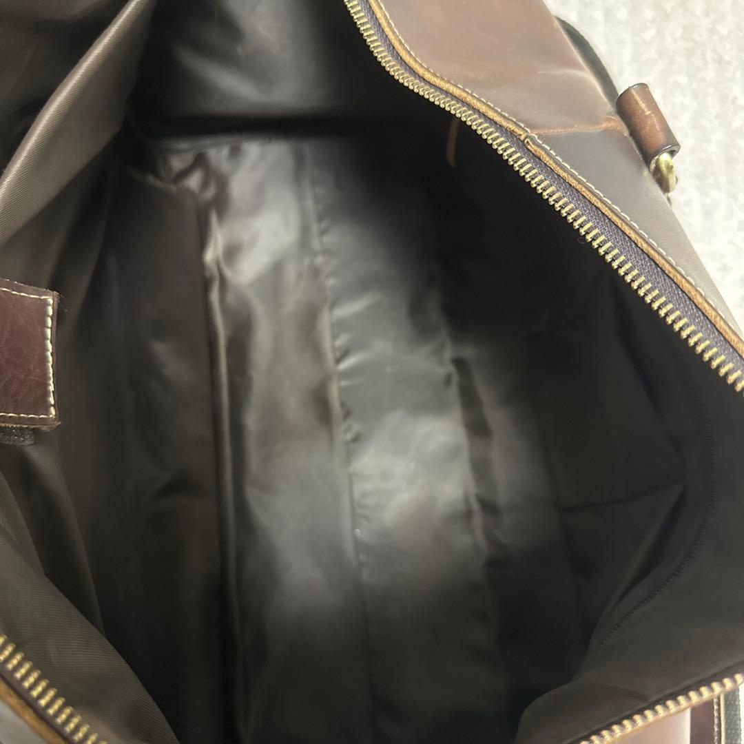 本革ダークブラウン レザー ボストンバッグ