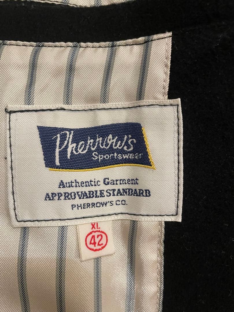 PHERROW’Sウール ダブルブレスト ピーコート 黒