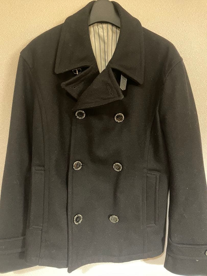 PHERROW’Sウール ダブルブレスト ピーコート 黒