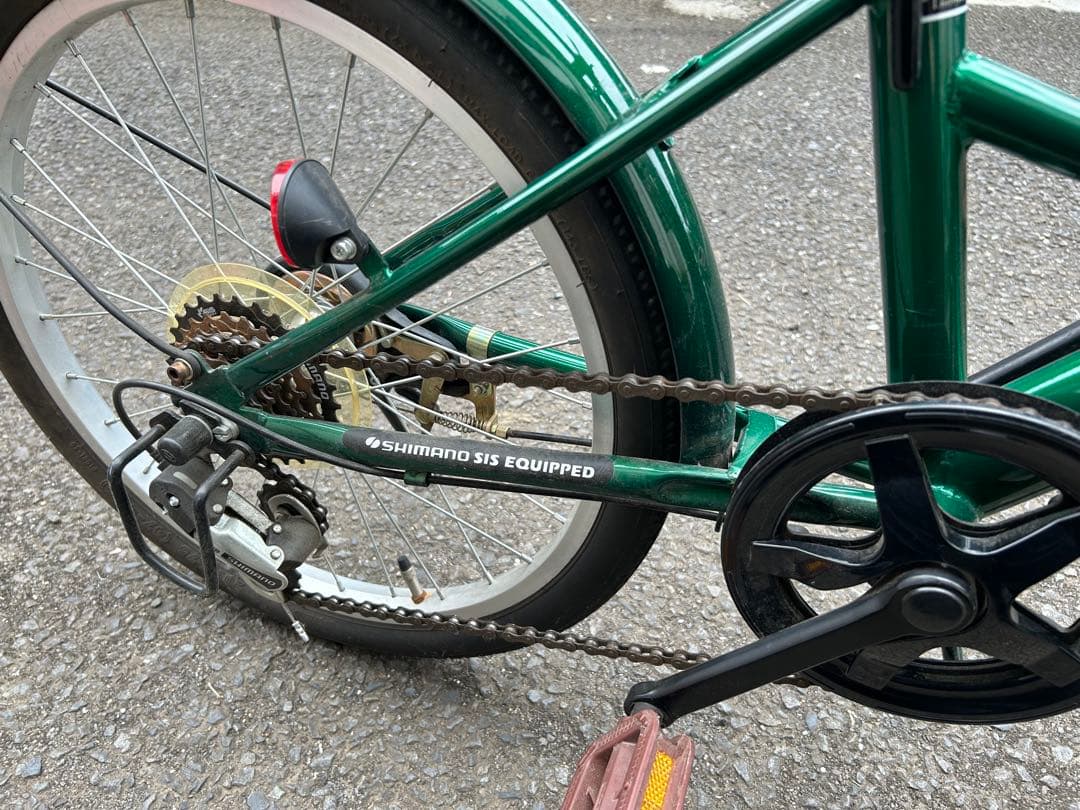 SHIMANO 6段変速 グリーン折りたたみ自転車 20インチ 練馬区 美品