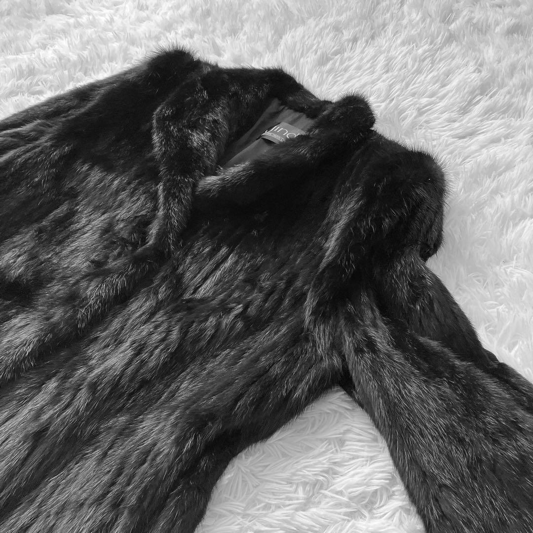 【美品】サガミンク ダークブラウン系 ファーコート リアルファー 本毛皮 銀サガ