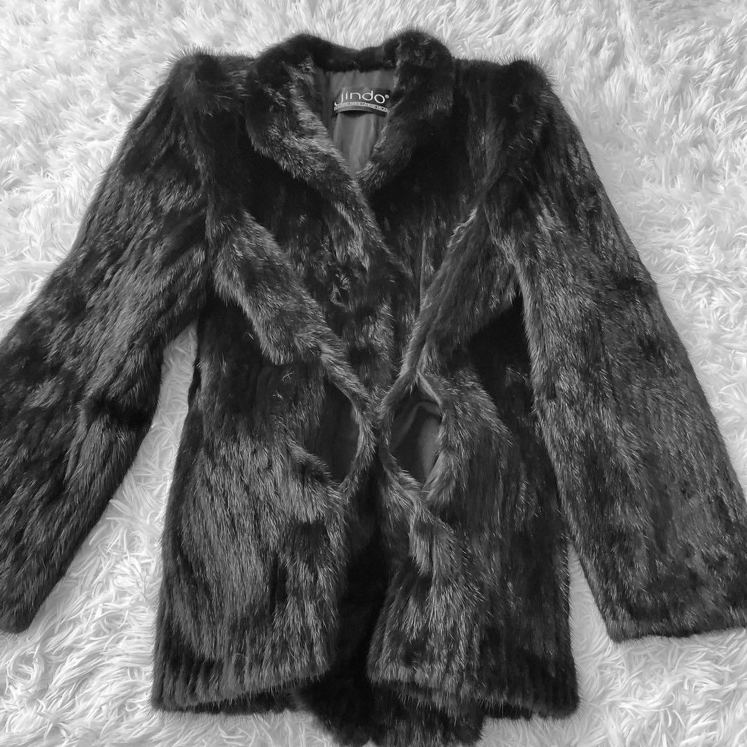 【美品】サガミンク ダークブラウン系 ファーコート リアルファー 本毛皮 銀サガ