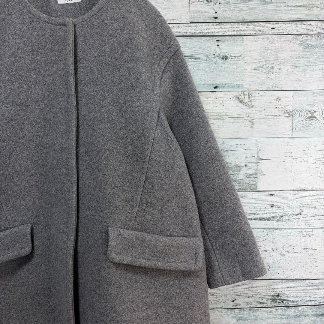 イエナ　IENA オーバーシルエットウールコート　Aライン　グレー　比翼ボタン
