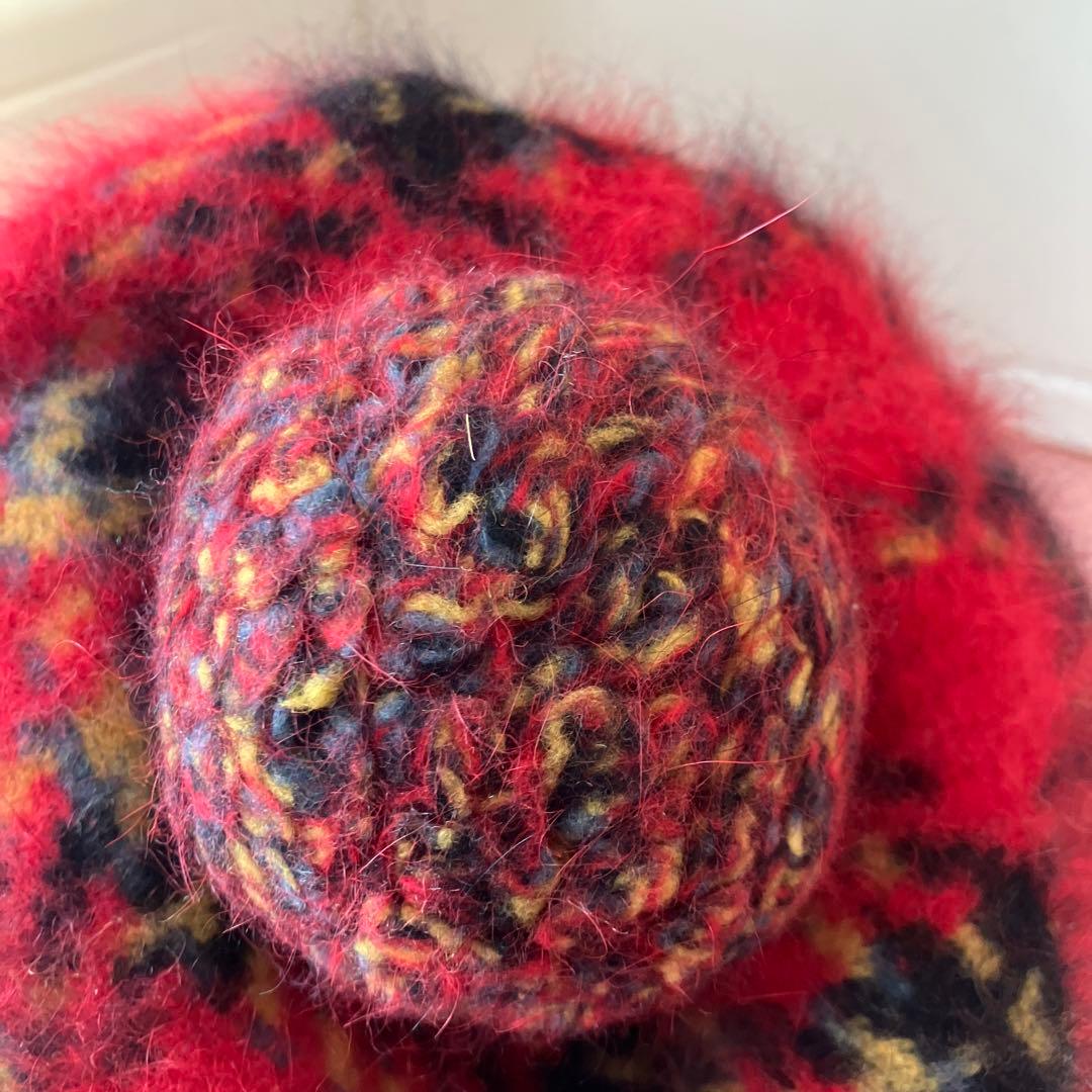 vivienne Westwood ポンポン付き赤黒チェックベレー帽