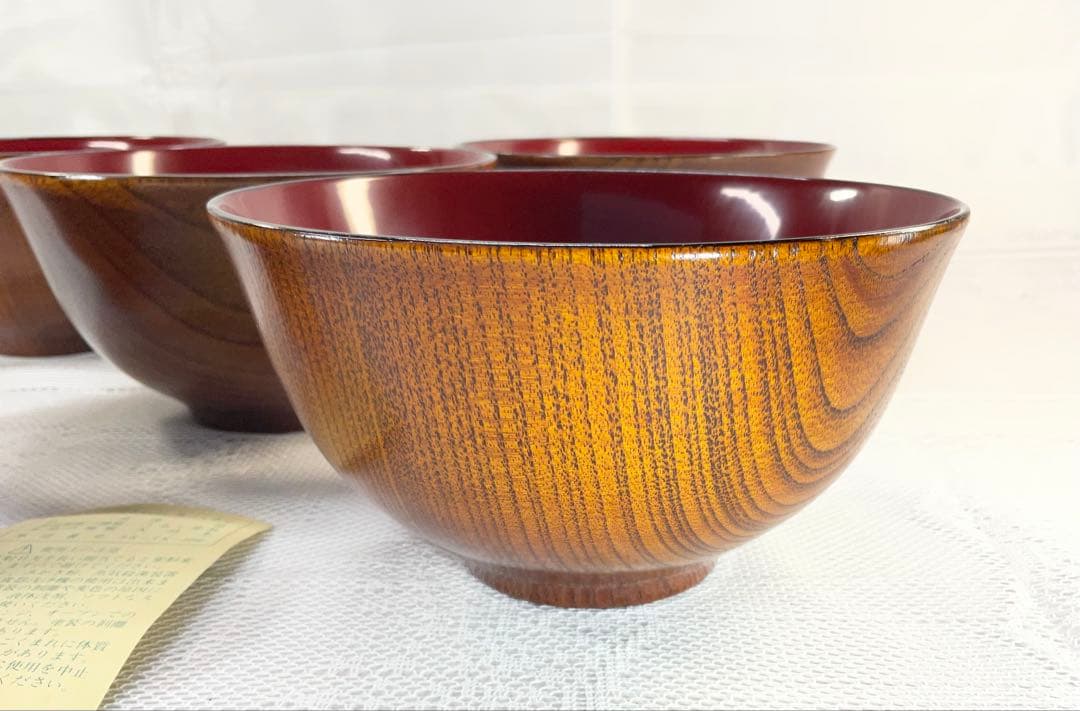 秋田　川連漆器　多用椀　天然木　5椀