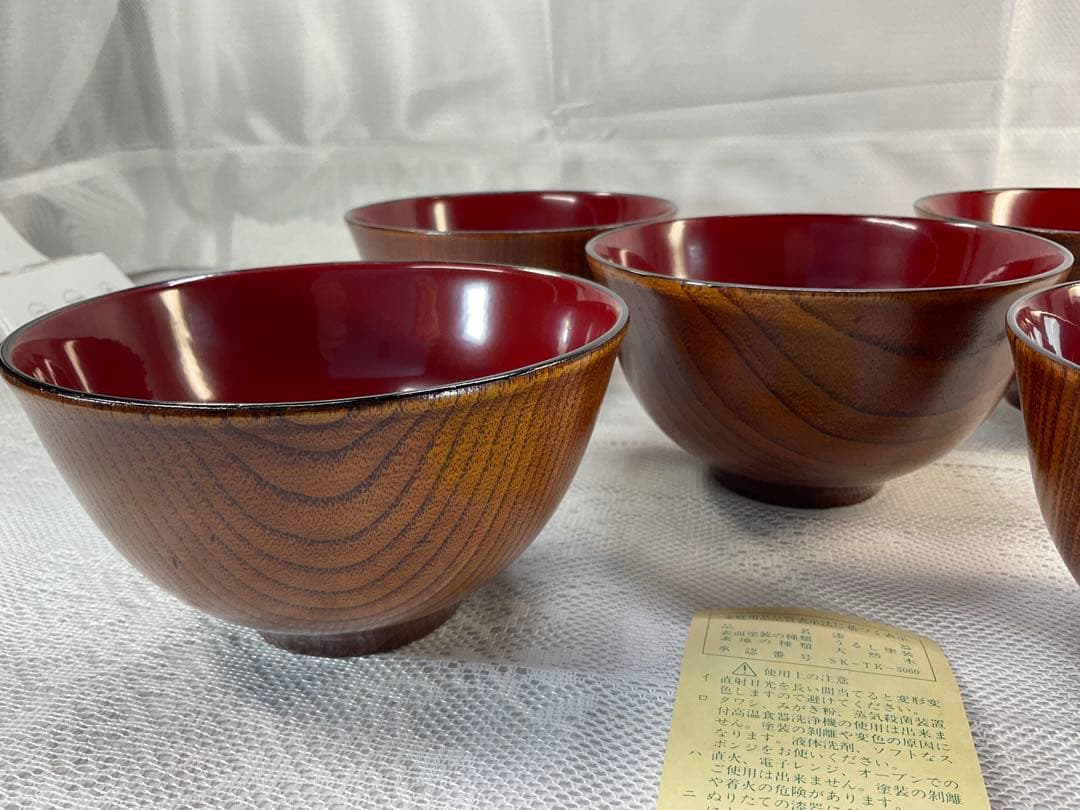 秋田　川連漆器　多用椀　天然木　5椀