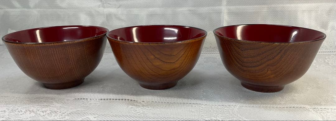 秋田　川連漆器　多用椀　天然木　5椀