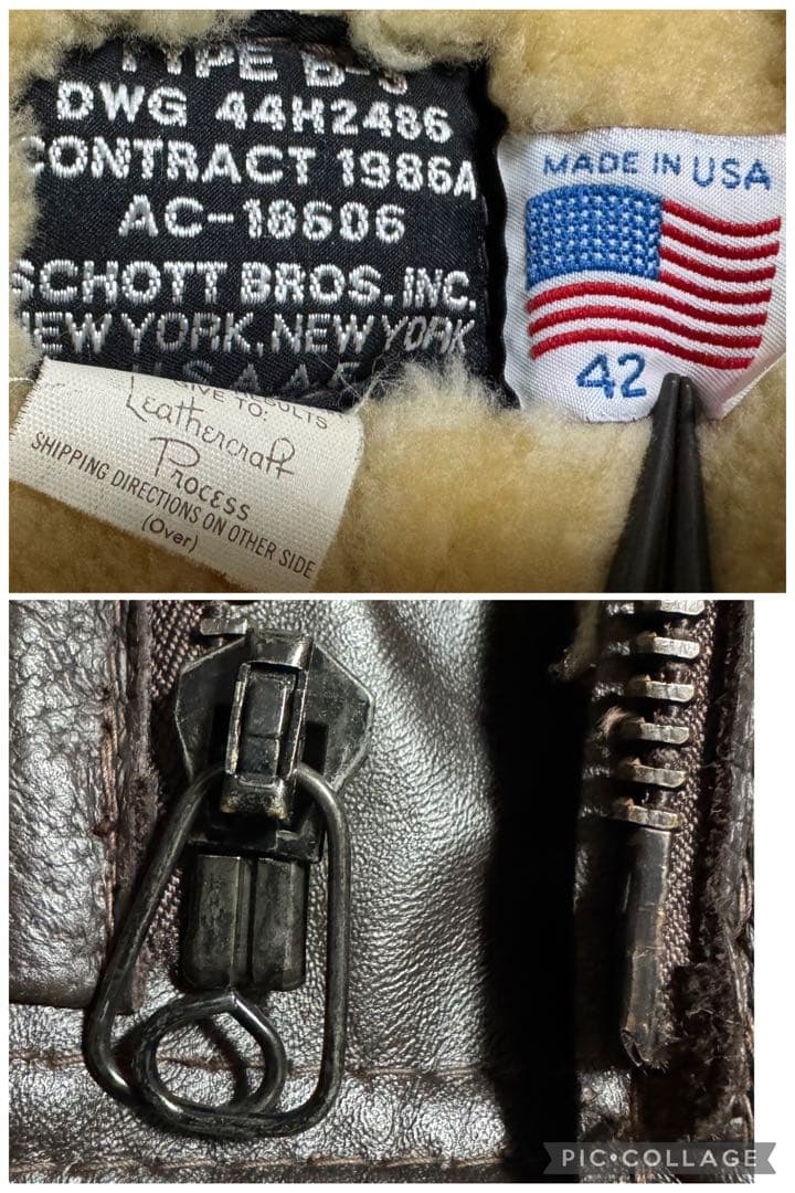 Schott B-3 M-445型 リアルムートン ボマージャケット 42