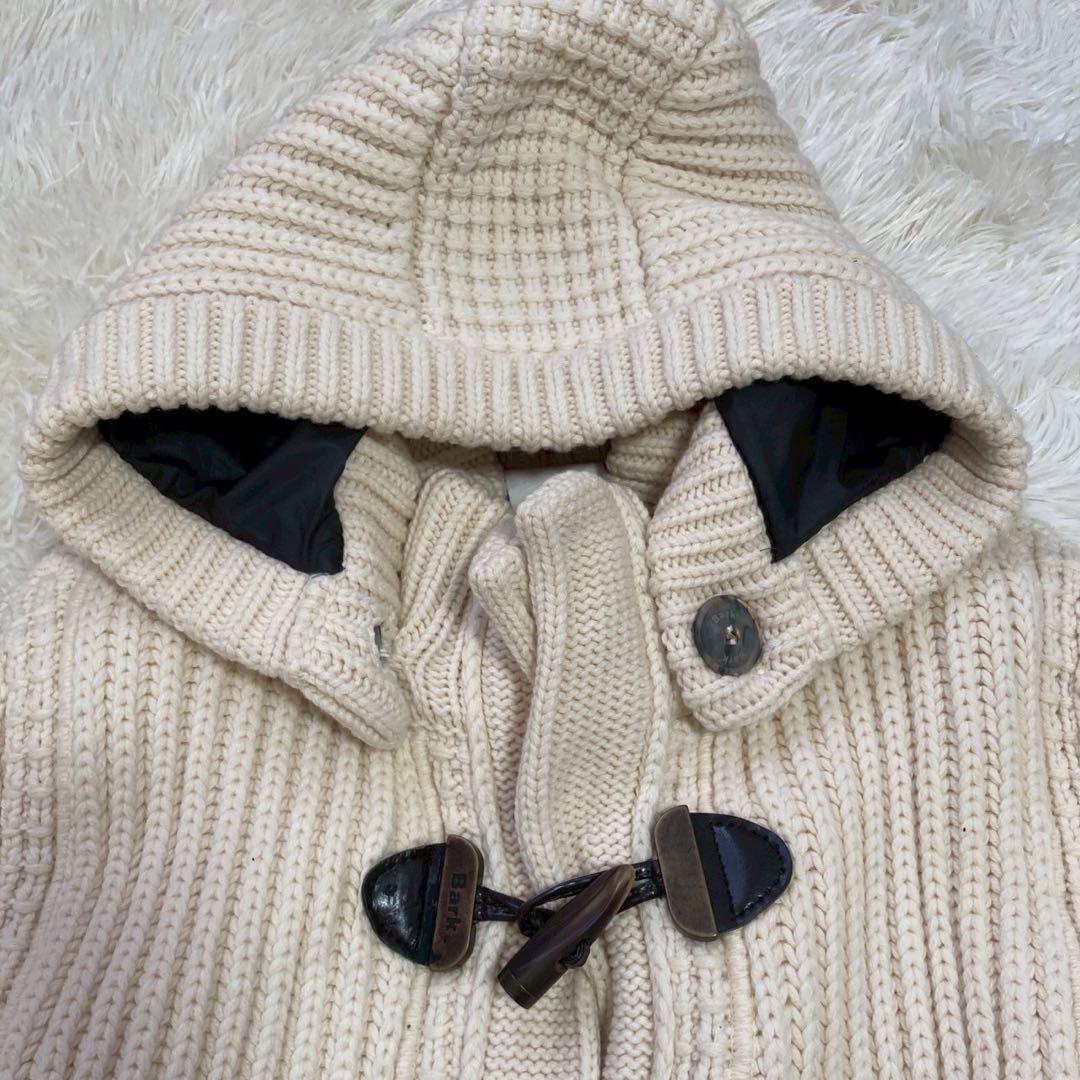 Bark ニットコート アイボリー S フード付き カジュアル ダッフル風