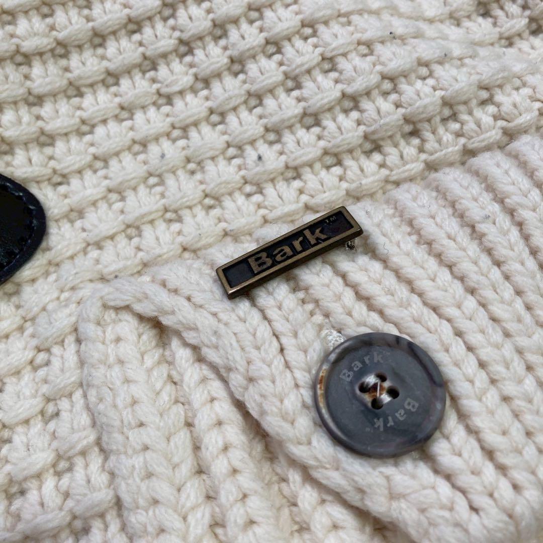 Bark ニットコート アイボリー S フード付き カジュアル ダッフル風