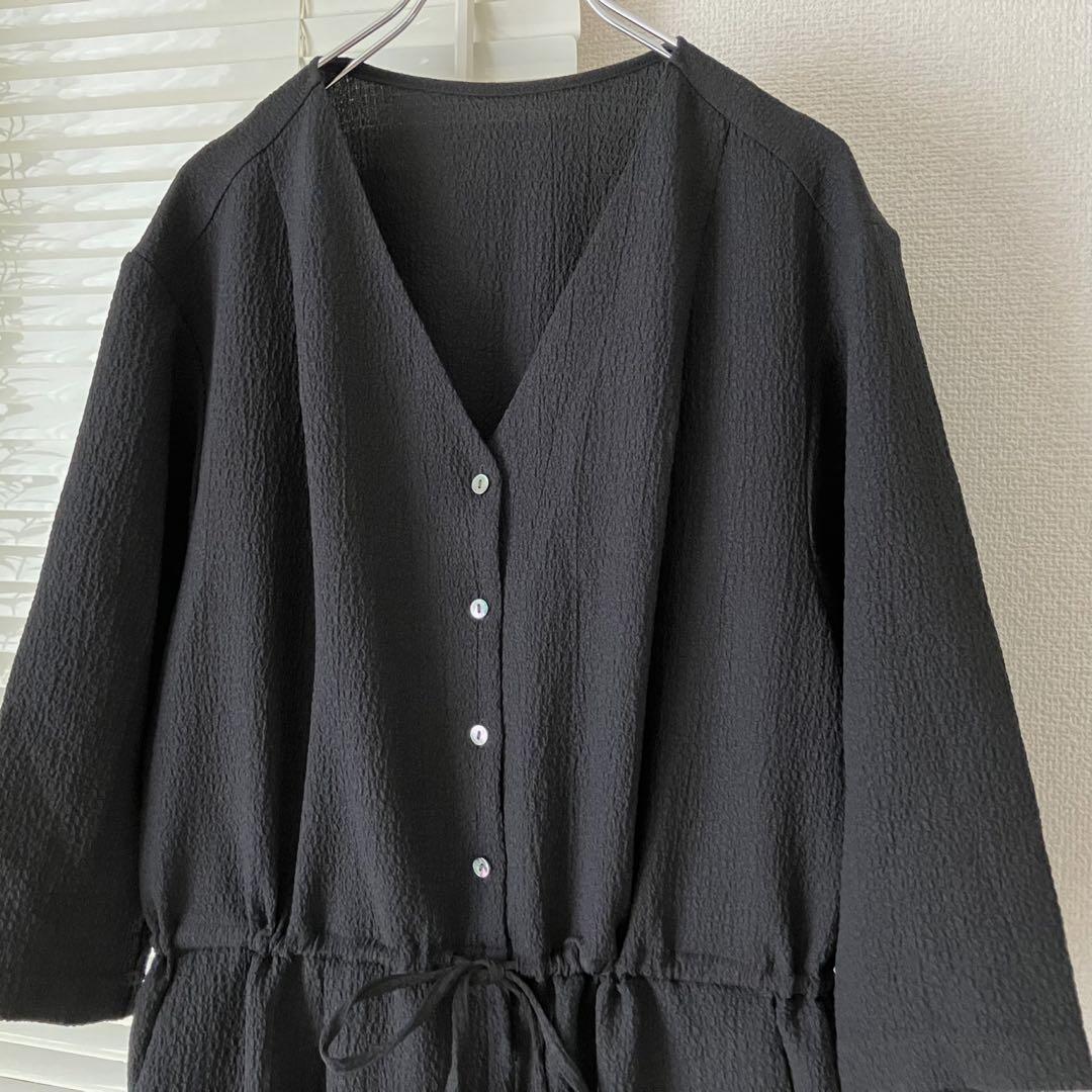 SLOBE IENA リラックスオールインワン 黒 サロペット