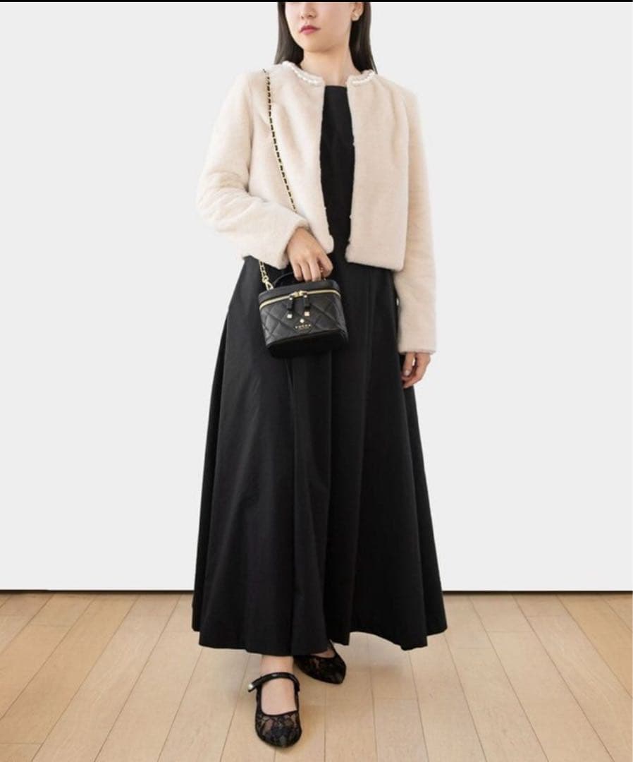 TOCCA ノーカラージャケット サイズ0 フェイクファー　パール　新品未使用